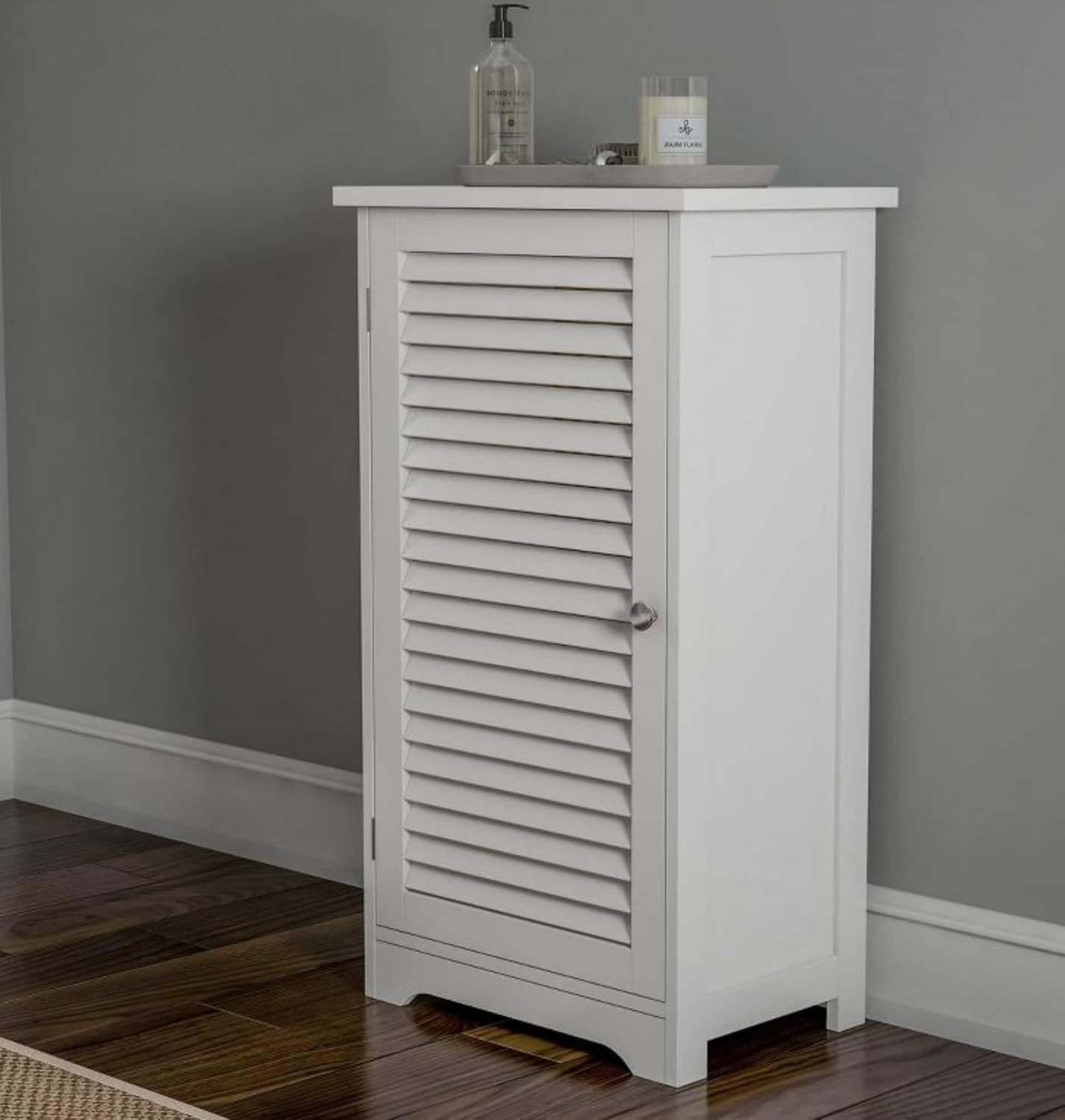 Wooden linen tower bathroom cabinet