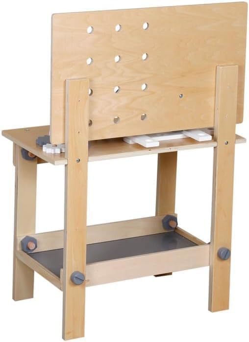 Wooden Toy Workbench, Large Kid's Wooden Play Tool, Pretend Play Creative Building Set, Construction Workshop Tool Bench Toys, Gift for Girls & Boys, 3+