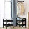 HYGRAD BUILT TO SURVIVE Heavy Duty Metal Clothes Rack On Wheels, Portable Rack For Hanging Clothes With Shoe Storage, Freestanding Closet Organizer Shelves For Garment Hanging Hat, Coats
