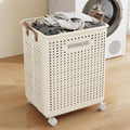 42L Large Heavy Duty Laundry Hamper On Wheels and Handle, Foldable Collapsible Laundry Basket, Space Saving Laundry Room Organization For Home Storage, Clothes
