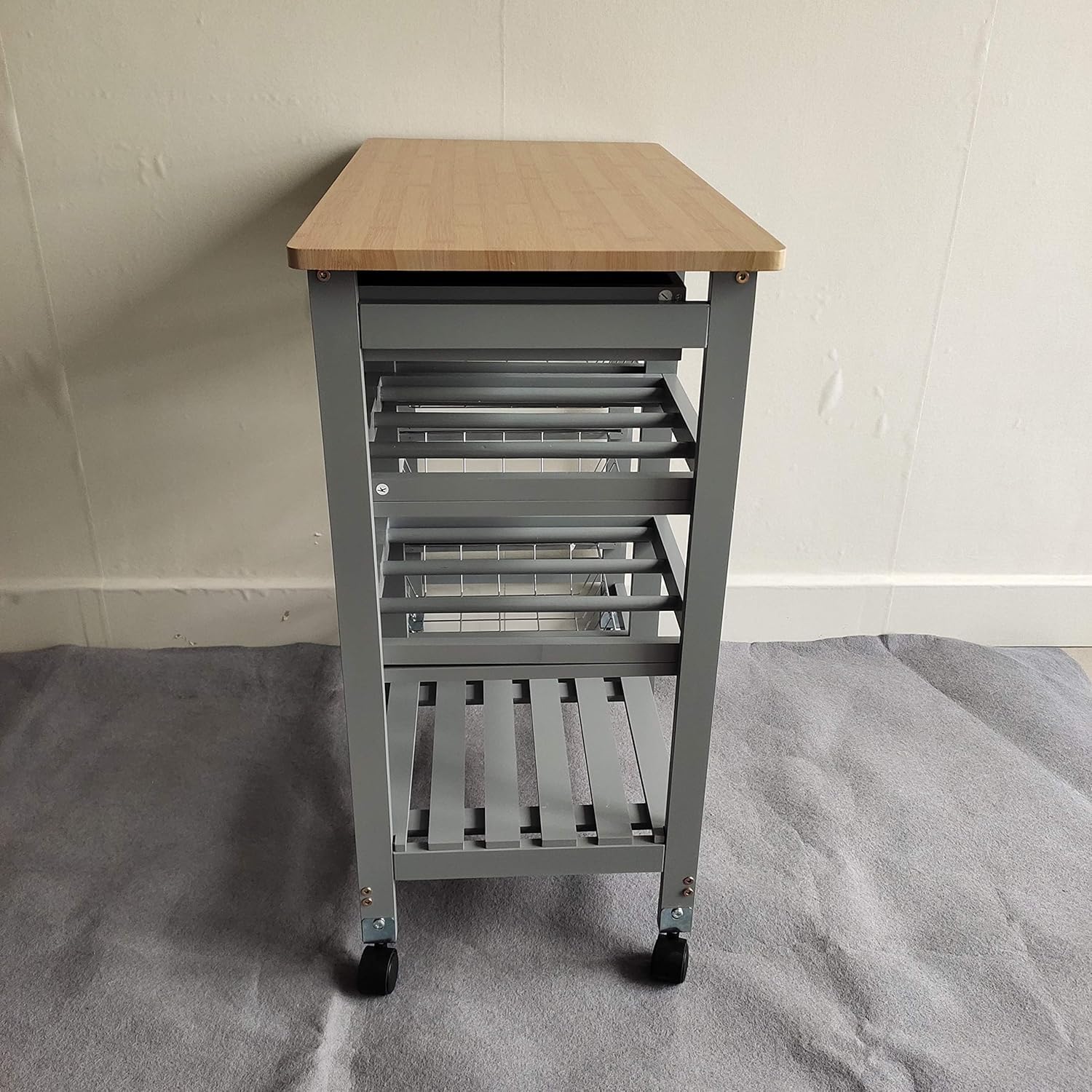 HYGRAD BUILT TO SURVIVE Kitchen Island Dining Cart with Lockable Wheels and Drawers, Mobile Storage Basket Open Shelf Countertop, Serving Utility Trolley for Dining Room, Coffee Bar