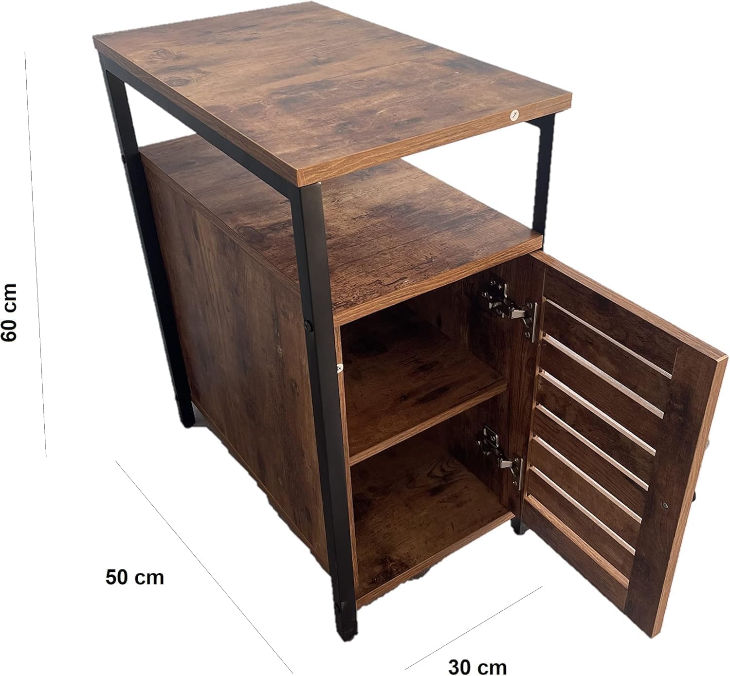 HYGRAD BUILT TO SURVIVE Industrial Style Wooden/Steel Rustic Bedside Nightstand Shelf Cabinet with Door Dresser Side End Table Storage Organizer for Home Bedroom, Living Room, Hallway