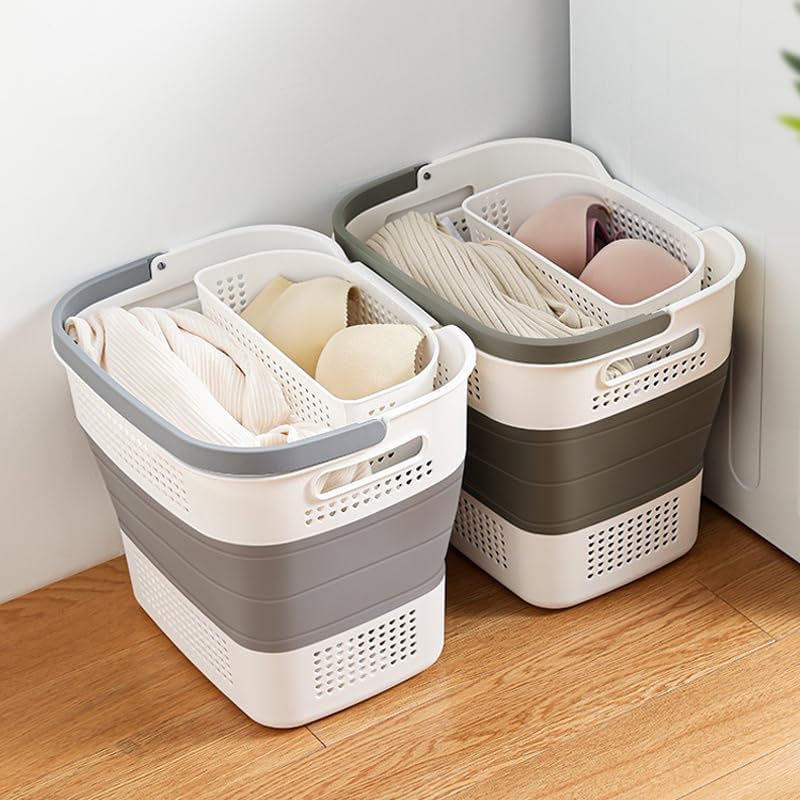 Space Saving Design 43L Laundry Hamper, Portable Washing Machine Non-Slip Grip Handles - Collapsible Laundry Clothes Hamper For Laundry Room Organizer