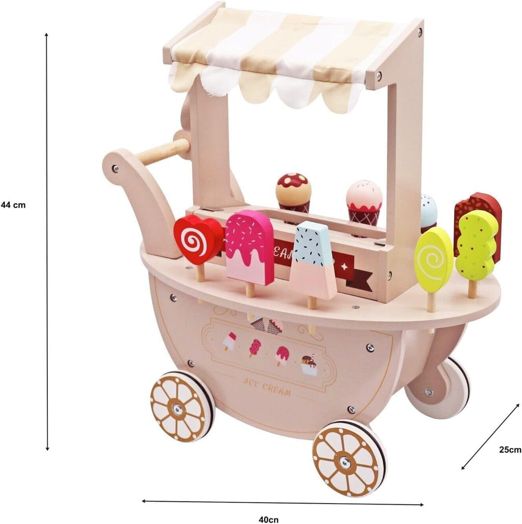 Wooden Ice Cream Cart Toys for Kids, Toddlers Pretend Play Food Truck, Gift for Girls and Boys 3 Years & Up