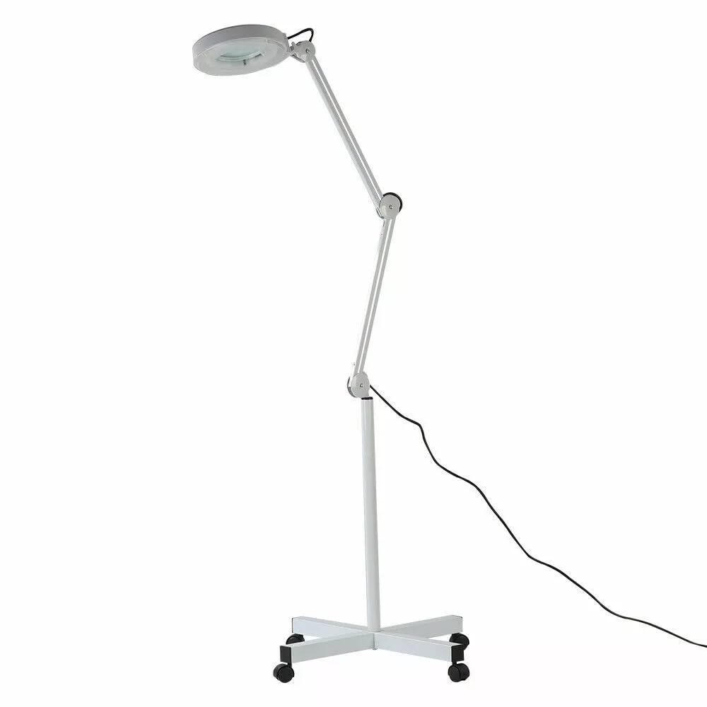 LED 5X Magnifying Magnifier Floor Lamp, Adjustable Magnifying 5 Inch Glass Lens with Desk Light and Stand for Close Work, Repair, Reading, Crafts