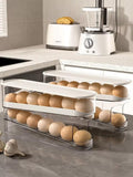 Automatic Rolling 2 Tier Eggs Holder 11.92”D X 3.34” W X 5.59” H Stackable Fridge Organisers, Clear Plastic Egg Dispenser With Lid Egg Storage For Refrigerator, & Kitchen Countertop