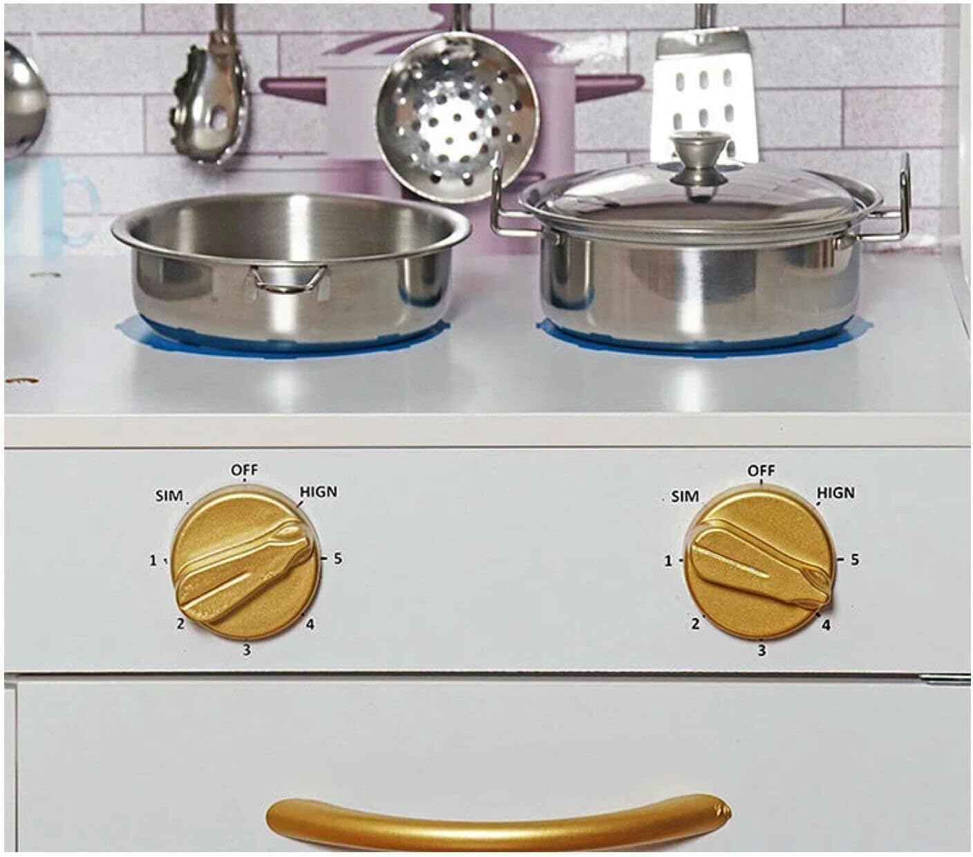 Kids Kitchen Playset, Wooden Pretend Play Kitchen with Chalkboard, Microwave, Dishwasher, Sink, Cookware Accessories, Play Kitchen for Kids Ages 3+