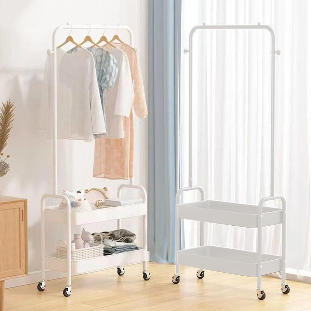 HYGRAD BUILT TO SURVIVE Heavy Duty Metal Clothes Rack On Wheels, Portable Rack For Hanging Clothes With Shoe Storage, Freestanding Closet Organizer Shelves For Garment Hanging Hat, Coats