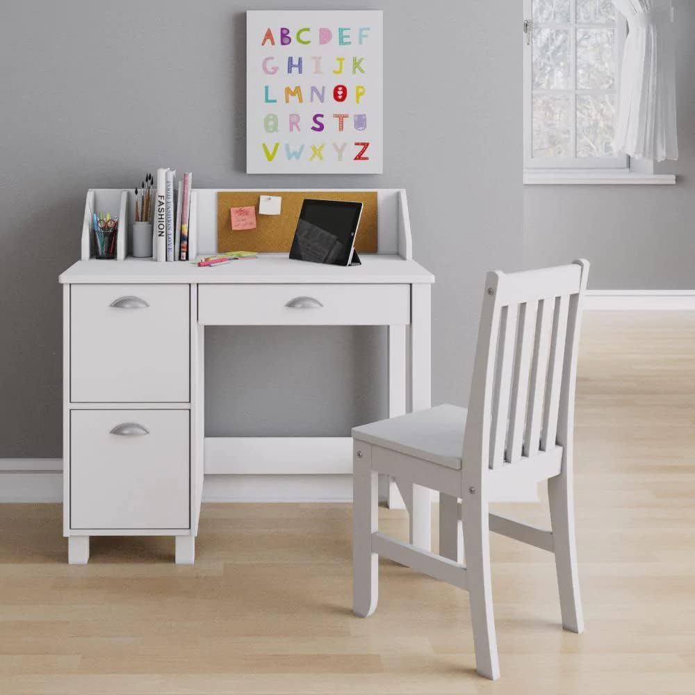 HYGRAD BUILT TO SURVIVE Wooden Study Desk Chair Set for Kids, Writing Desk with Storage Cabinet – Computer and Gaming Workstation Table with Drawers for Bedroom, Study Room, Homeschool