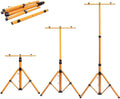 Flood light Tripod Stand, Twin Head -Could Mount 1 To 2 Lights, Adjustable Telescopic LED Work Light For Garage, Camping, Indoor And Outdoor - Yellow
