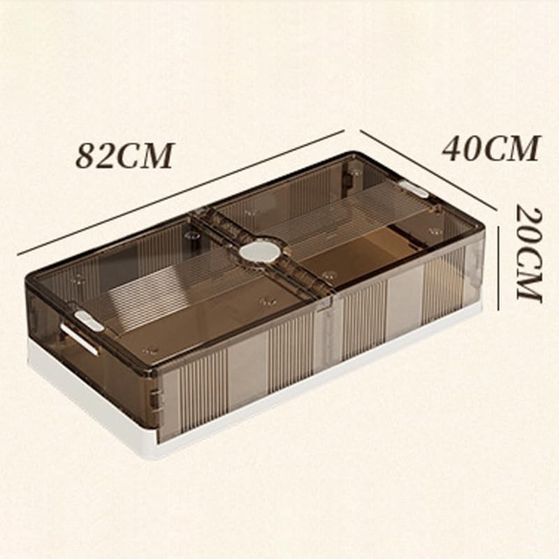 HYGRAD BUILT TO SURVIVE Large Space Saving Under Bed Closet Organizers And Storage Box With Lids & Wheels Organiser - Stackable Containers Easy Slide Out Storage Boxes For Clothes, Shoes - Brown