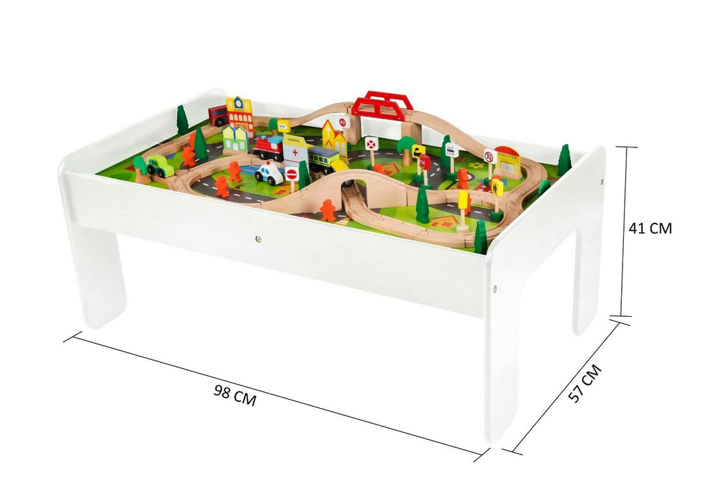 Wooden Train Set - 90 Pieces Wooden Train Tracks & Trains for Kids, Toddler Boys and Girls 3,4,5 Years Old and Up– Premium Wood Tracks, Train, Railway, City, Gift for Toddler Boys Girls Ages 3+