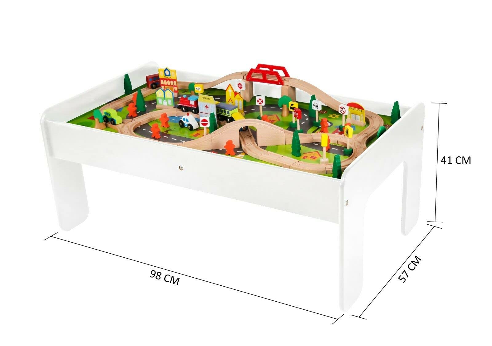 Wooden Train Set - 90 Pieces Wooden Train Tracks & Trains for Kids, Toddler Boys and Girls 3,4,5 Years Old and Up– Premium Wood Tracks, Train, Railway, City, Gift for Toddler Boys Girls Ages 3+