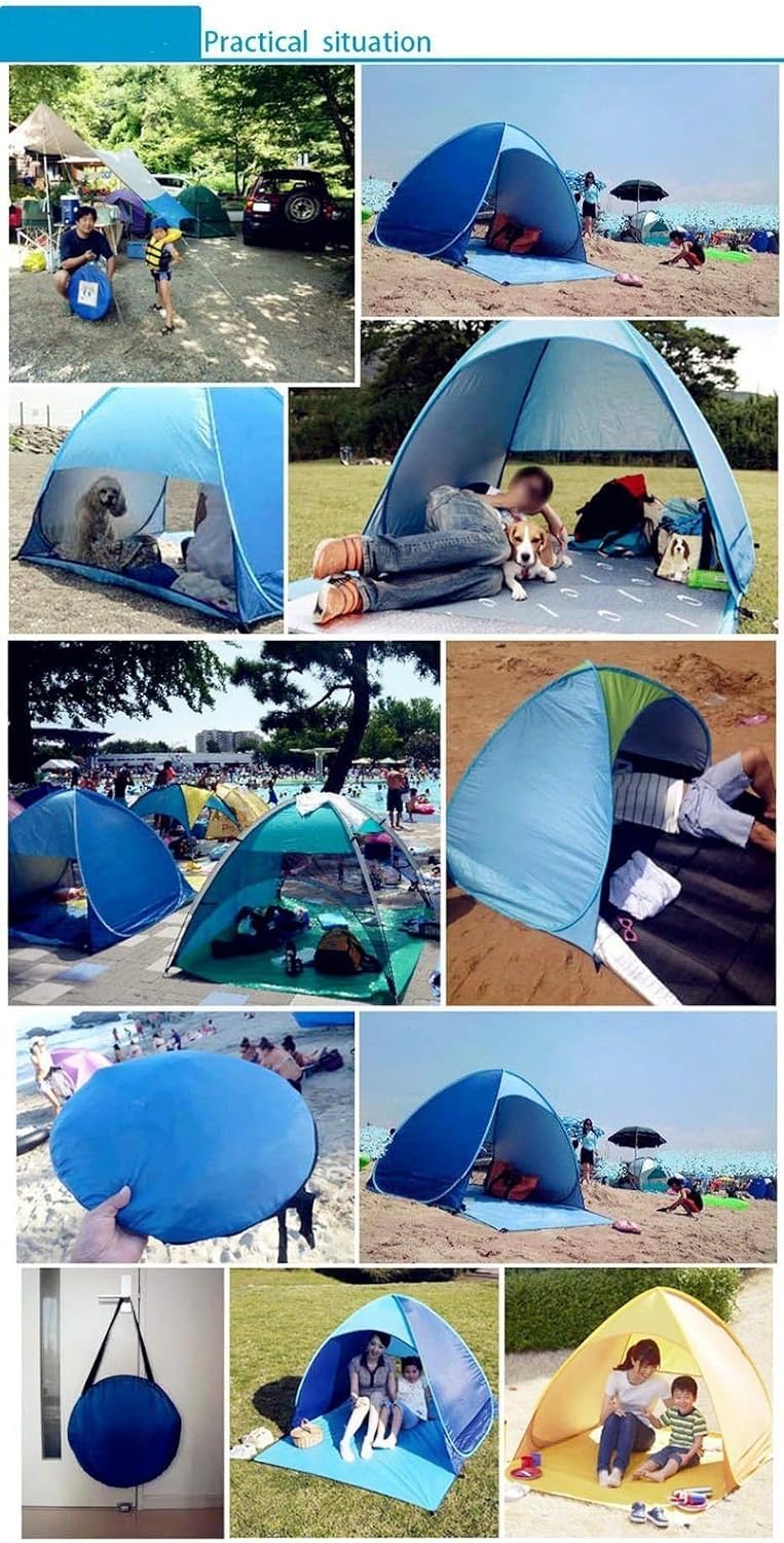 Pop Up Beach Tent, UPF 50+ for UV Sun Protection Camping Tent, Waterproof Beach Umbrella for Family Portable Sun Shades for Outdoor Patio, Fishing, Picnic,Pool Parties