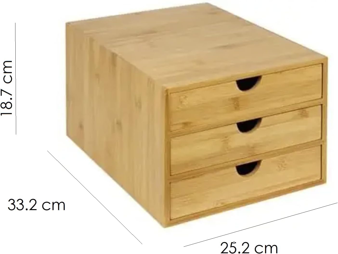 Bamboo 3 Tier Home Office Desk Countertop Organizer With Drawers – Tabletop Storage Cabinet Tidy Organization Box For For Files, Vanity, Makeup
