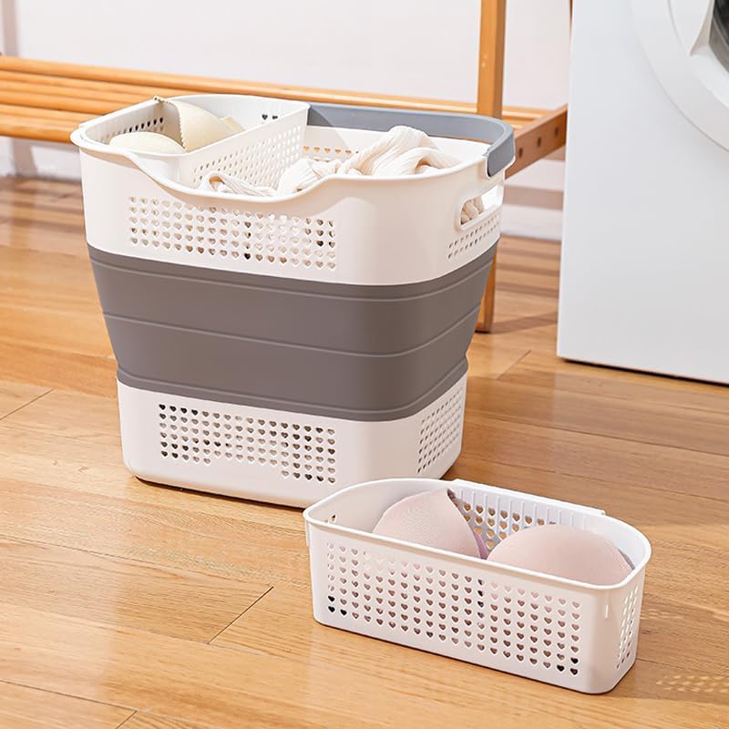 Space Saving Design 43L Laundry Hamper, Portable Washing Machine Non-Slip Grip Handles - Collapsible Laundry Clothes Hamper For Laundry Room Organizer