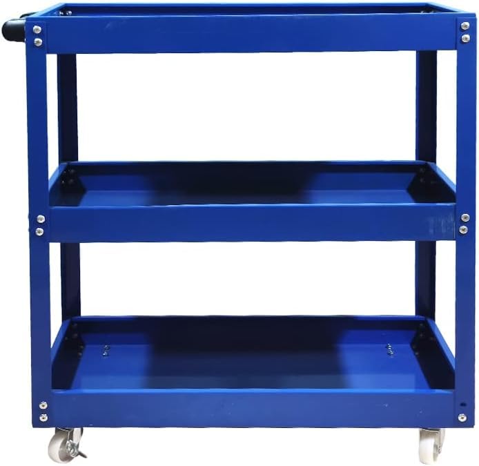 3 Tier Heavy Duty Metal Tool Cart with Wheels, Durable Tool Storage, Load Capacity Rolling Utility cart for Garage Storage, Office Spaces, & Kitchen Use