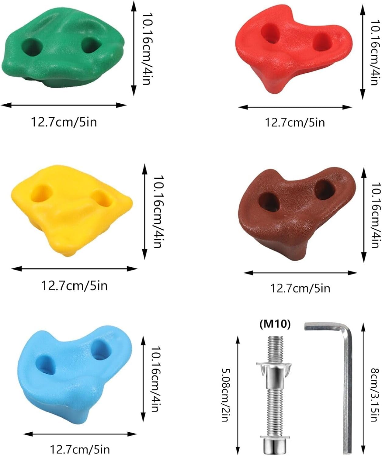 Rock Climbing Holds Set of 20 – Kids Wall Grips for Indoor & Outdoor Playground with Hardware | HYGRAD Built to Survive