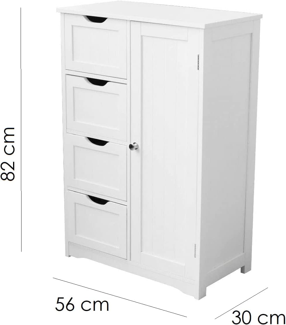 White bathroom storage cabinet - adjustable shelves