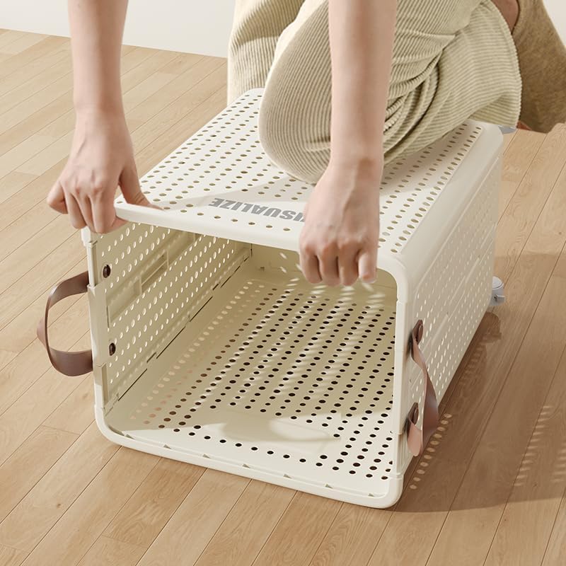 42L Large Heavy Duty Laundry Hamper On Wheels and Handle, Foldable Collapsible Laundry Basket, Space Saving Laundry Room Organization For Home Storage, Clothes