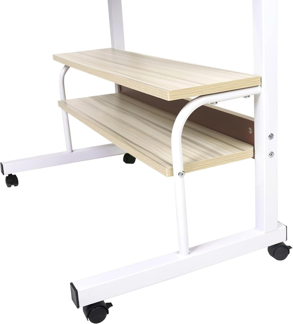 HYGRAD BUILT TO SURVIVE Portable Standing Computer Desk Height Adjustable Laptop Workstation with Wheels - Mobile Rolling Desk with 4 Lockable Castors for Home, Office - ‎Dark Brown