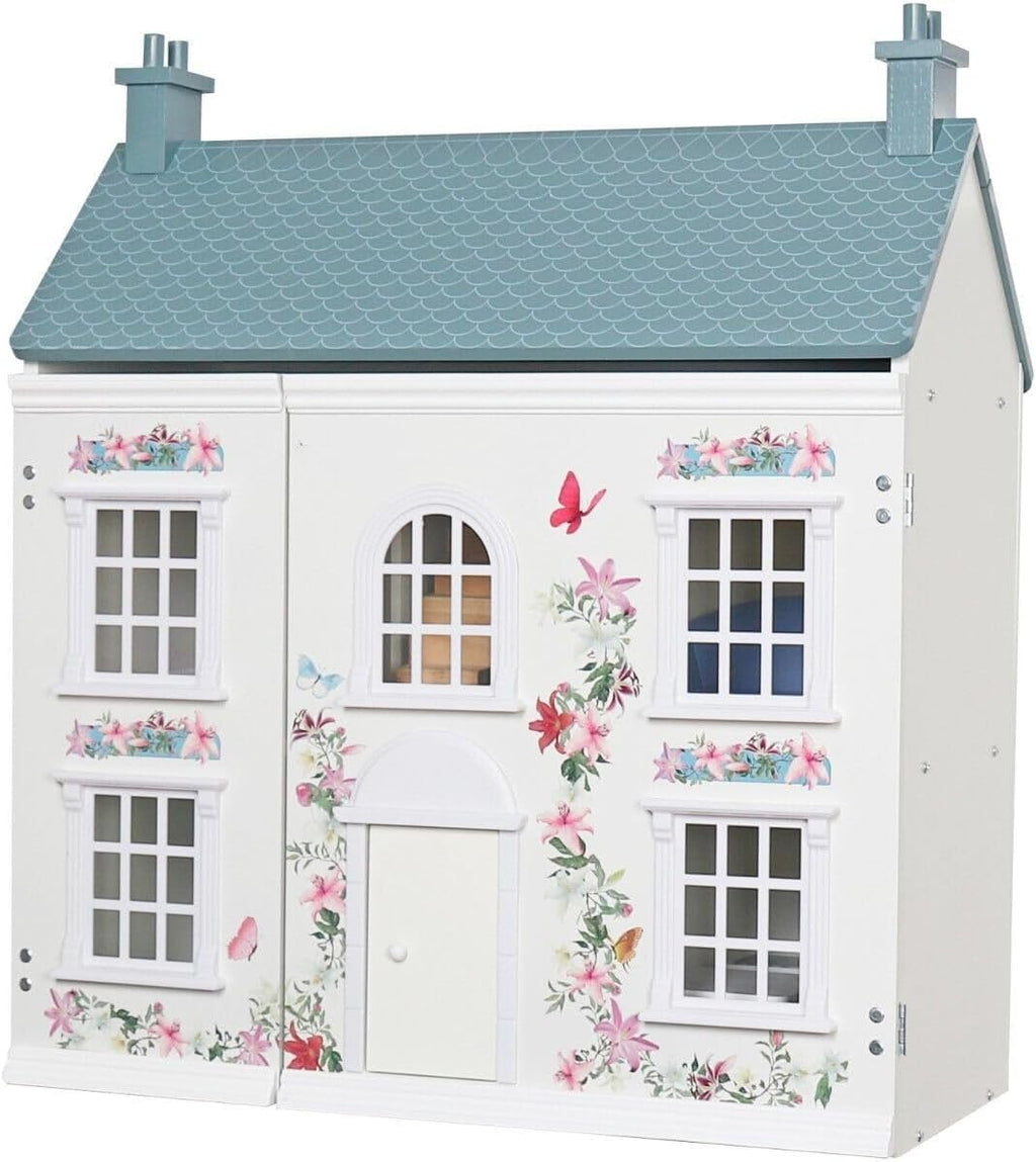 3-Story Wooden Dollhouse White - Victorian cottage doll house
