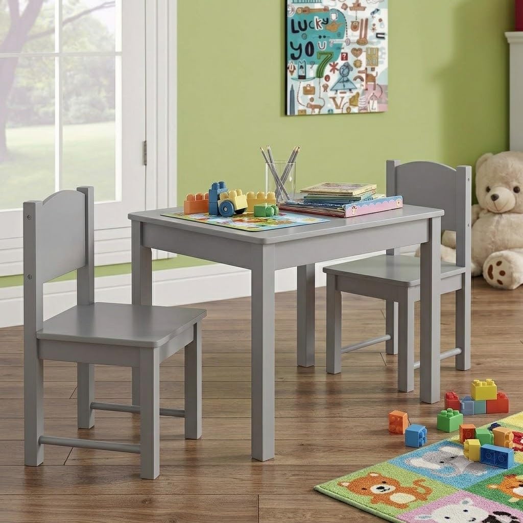 Kids Table and Chair Set White - styled playroom