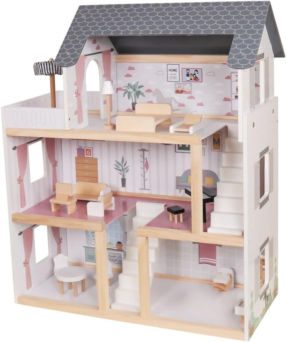 Wooden Dollhouse Play Set Design 1 - kids cottage doll house