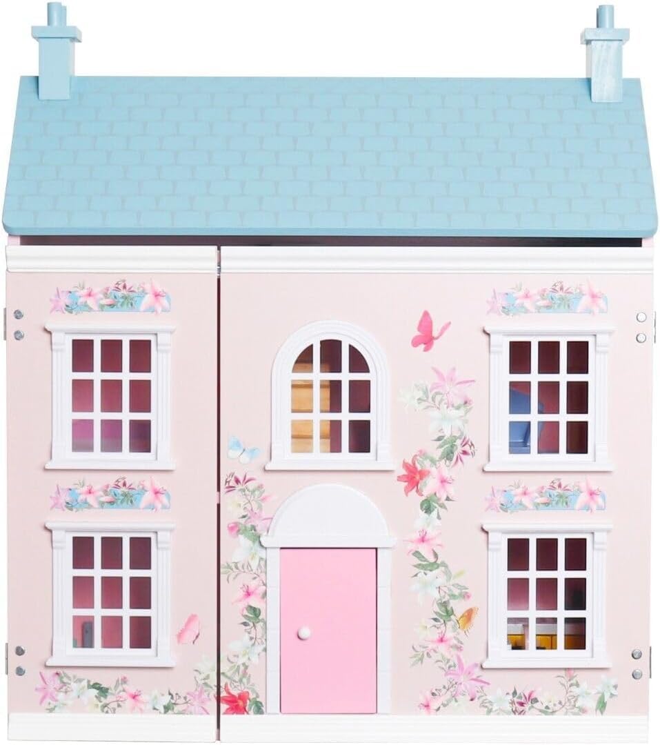 3-Story Wooden Dollhouse Pink - Victorian cottage doll house
