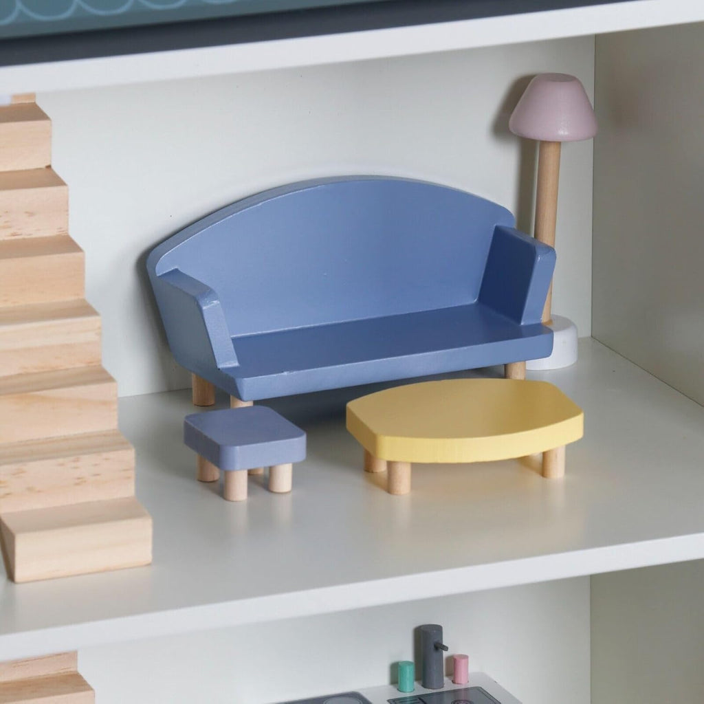 3-Story Wooden Dollhouse - detail view