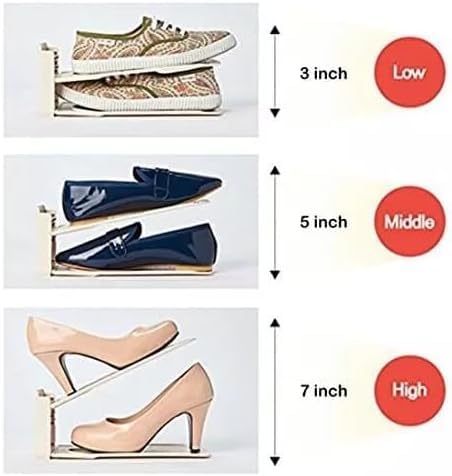 HYGRAD BUILT TO SURVIVE Pack Of 12 Pcs Shoe Slots Organiser Storage, Double Layer Adjustable 3-Level Height - Non-Slip Shoe Holder- Space Saver For Shoe Stacker Closet Rack For Women And Men