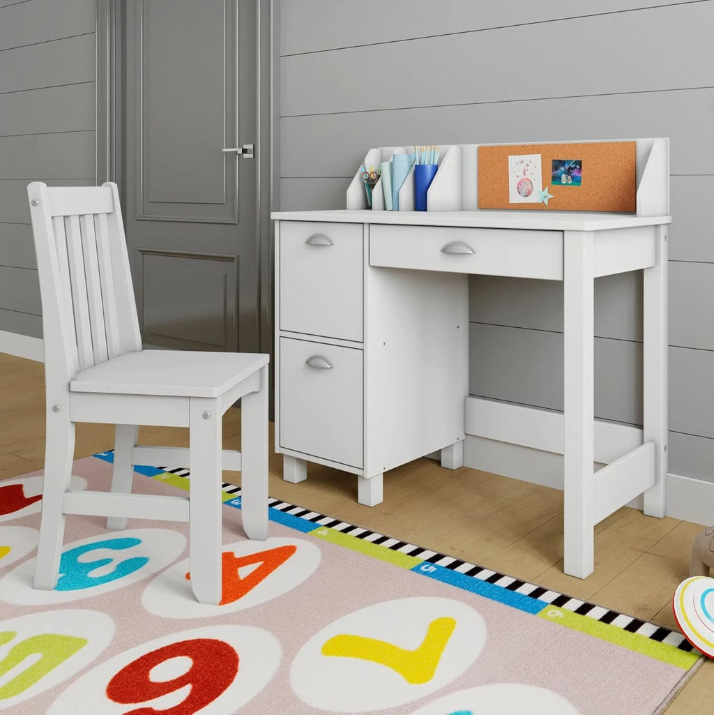HYGRAD BUILT TO SURVIVE Wooden Study Desk Chair Set for Kids, Writing Desk with Storage Cabinet – Computer and Gaming Workstation Table with Drawers for Bedroom, Study Room, Homeschool