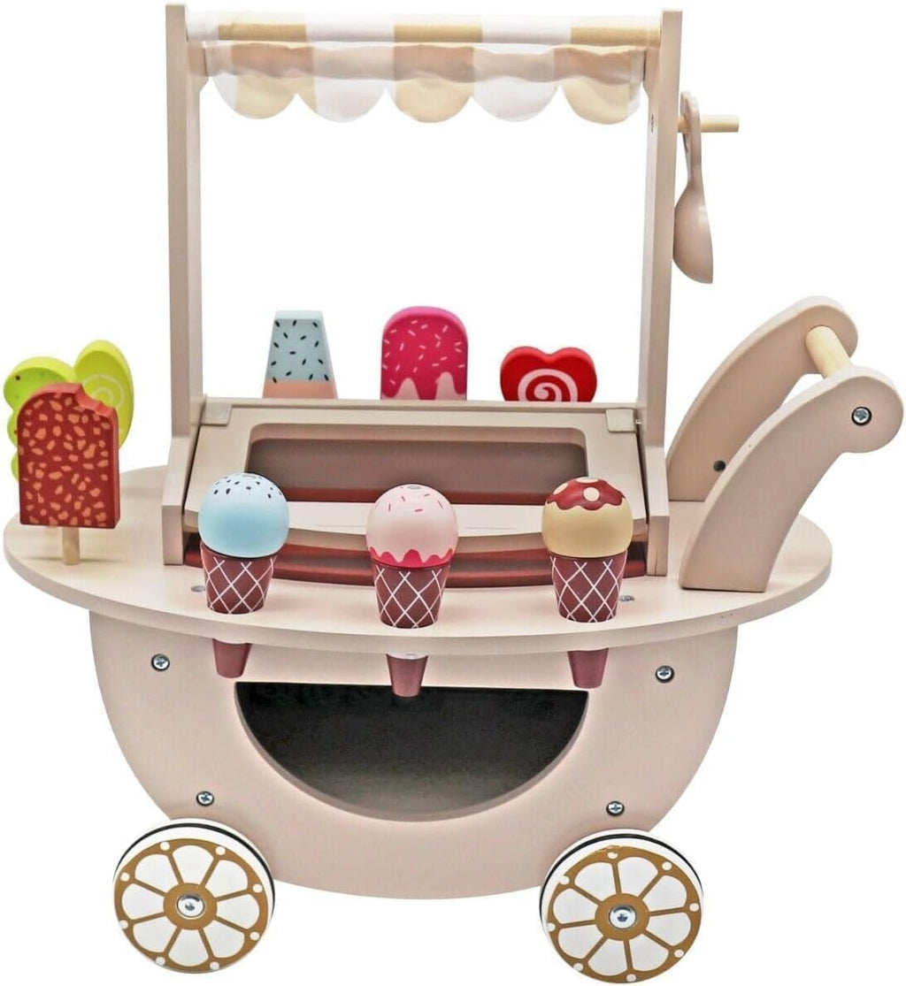 Wooden Ice Cream Cart Toys for Kids, Toddlers Pretend Play Food Truck, Gift for Girls and Boys 3 Years & Up