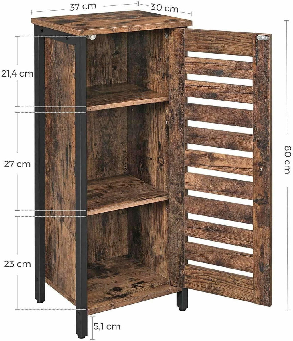 HYGRAD BUILT TO SURVIVE Industrial Style Wood/Steel Nightstand Bedside - End Table with Door Book Shelf Storage Cabinet for Home Bedroom Living Room, Entryway, Rustic Brown