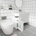 HYGRAD BUILT TO SURVIVE Free Standing Bathroom Toilet Paper Storage Slim Cabinet, Under Sink and Slide Out Drawer Organizer - Narrow Cabinets Shelves for Pantry, Kitchen - White