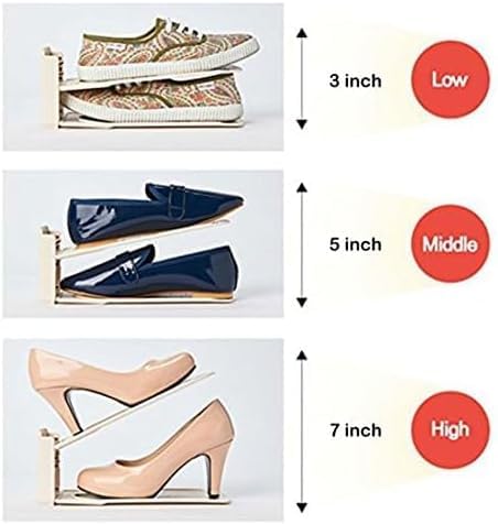 HYGRAD BUILT TO SURVIVE Pack Of 12 Pcs Shoe Slots Organiser Storage, Double Layer Adjustable 3-Level Height - Non-Slip Shoe Holder- Space Saver For Shoe Stacker Closet Rack For Women And Men