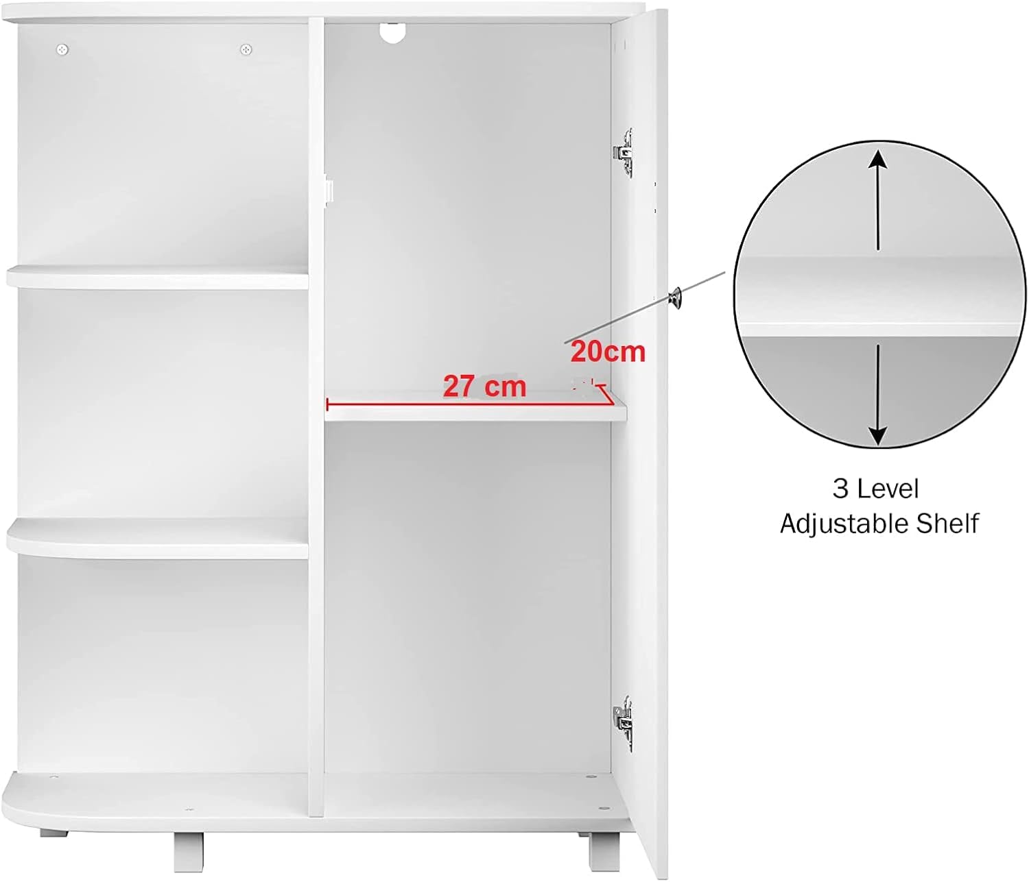 HYGRAD BUILT TO SURVIVE Wooden Storage Organizer with Book Shelf, Side Storage Floor Standing Cabinet with Adjustable Shelves for Bathroom Kitchen, Entryway, Living Room Furniture