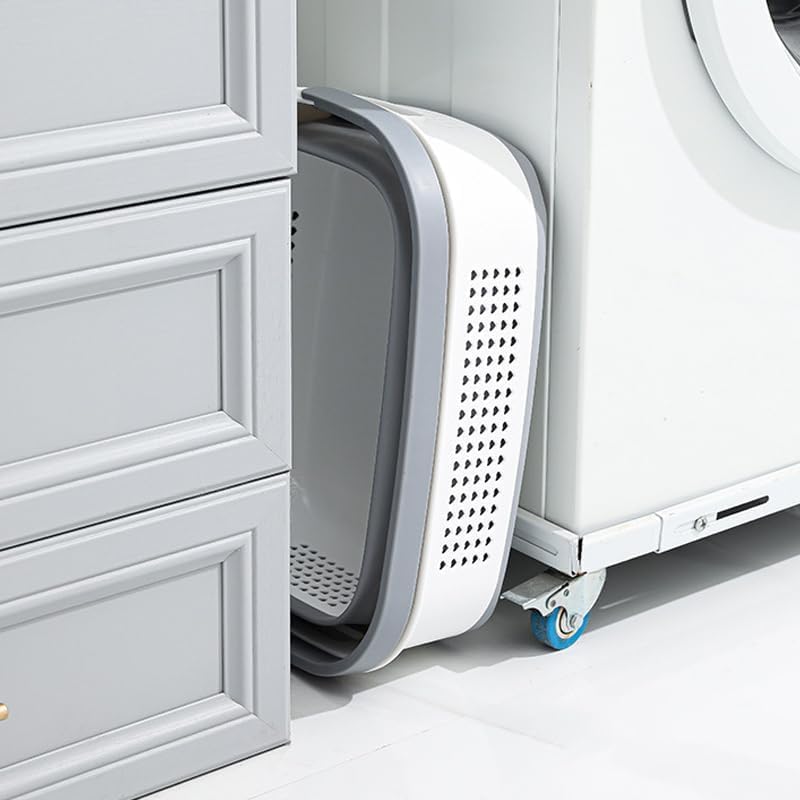 Space Saving Design 43L Laundry Hamper, Portable Washing Machine Non-Slip Grip Handles - Collapsible Laundry Clothes Hamper For Laundry Room Organizer