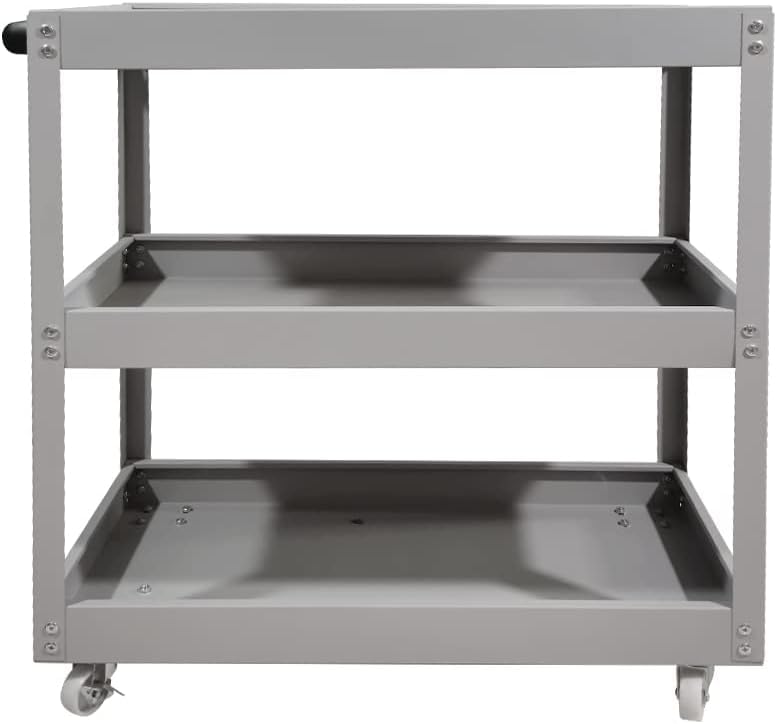 3 Tier Heavy Duty Metal Tool Cart with Wheels, Durable Tool Storage, Load Capacity Rolling Utility cart for Garage Storage, Office Spaces, & Kitchen Use