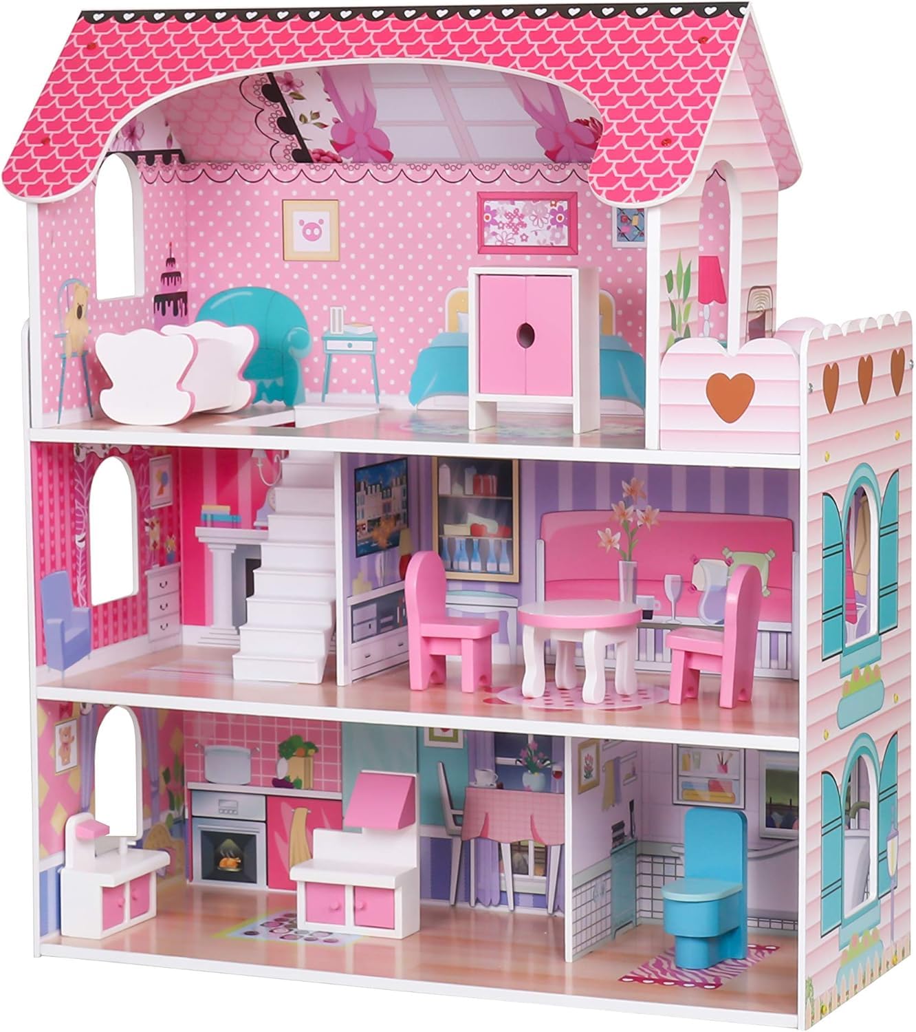 Wooden Dollhouse Design 2 - furnished interior