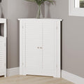 HYGRAD BUILT TO SURVIVE Wooden Triangle Free Floor Standing Bathroom Corner Shelves Cabinet with Shutter Single Door, Adjustable Shelf Organizer Unit, for Living Room, Kitchen, Entryway, White