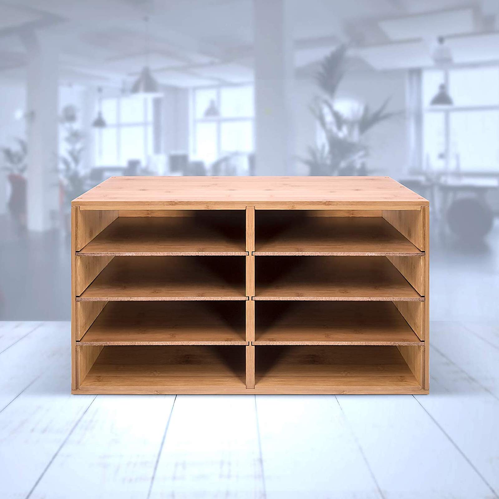 Bamboo A4 File Organizer with 8 Slots – Desktop Document & Letter Sorter for Paper, Mail & Magazines