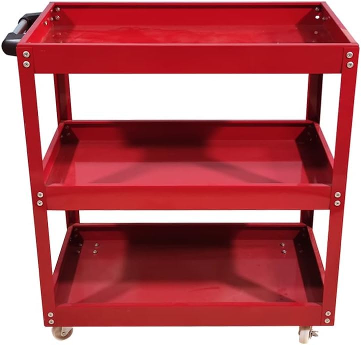3 Tier Heavy Duty Metal Tool Cart with Wheels, Durable Tool Storage, Load Capacity Rolling Utility cart for Garage Storage, Office Spaces, & Kitchen Use