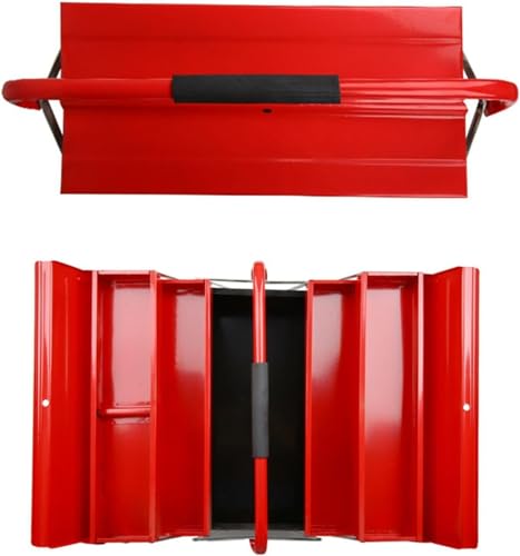 3 Tier Large Metal Tool Box Heavy Duty Cantilever Portable Box 20.86”L x 7.87”W x 7.87”H Multi-Function Tool Box For Garage Storage, Home, Workbench Tool Organizer, Red