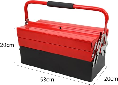 3 Tier Large Metal Tool Box Heavy Duty Cantilever Portable Box 20.86”L x 7.87”W x 7.87”H Multi-Function Tool Box For Garage Storage, Home, Workbench Tool Organizer, Red