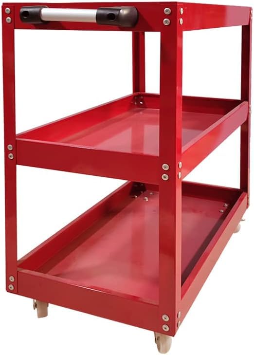 3 Tier Heavy Duty Metal Tool Cart with Wheels, Durable Tool Storage, Load Capacity Rolling Utility cart for Garage Storage, Office Spaces, & Kitchen Use