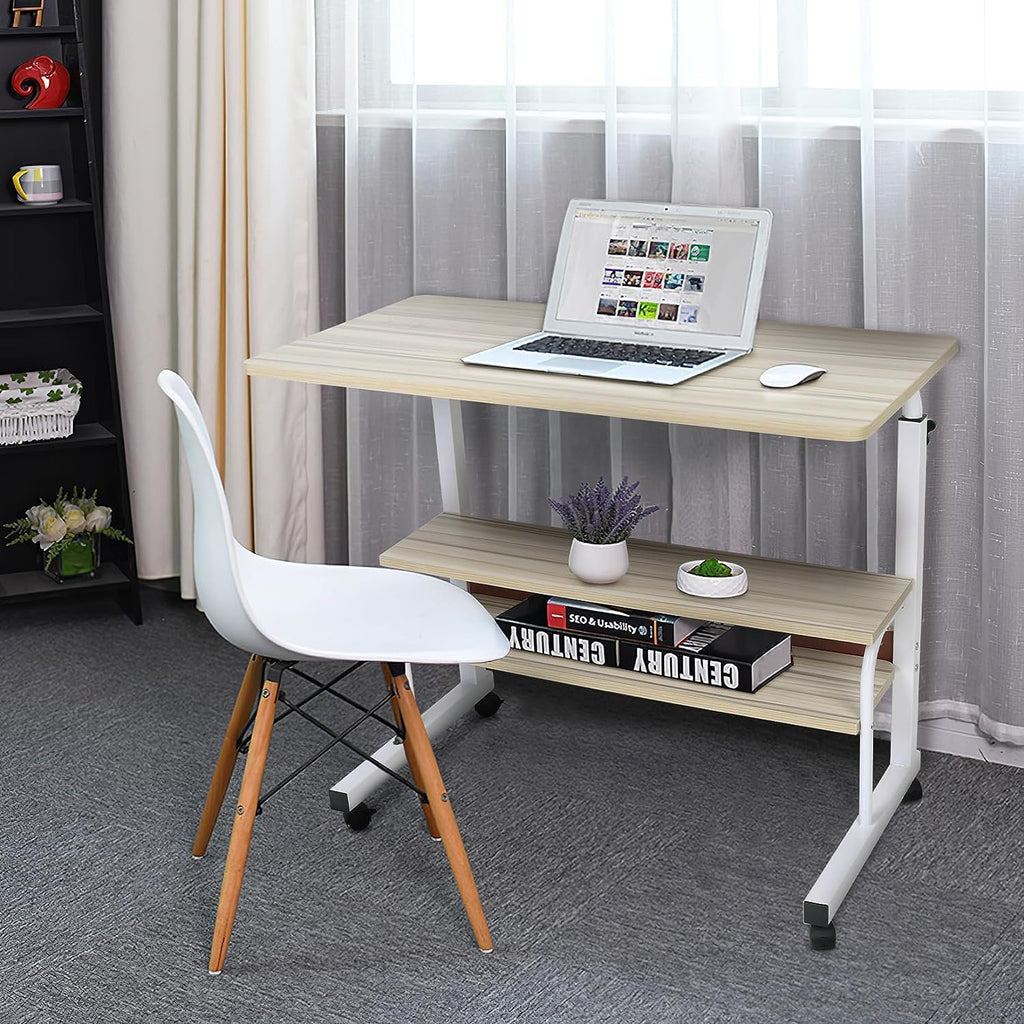 HYGRAD BUILT TO SURVIVE Portable Standing Computer Desk Height Adjustable Laptop Workstation with Wheels - Mobile Rolling Desk with 4 Lockable Castors for Home, Office - ‎Dark Brown