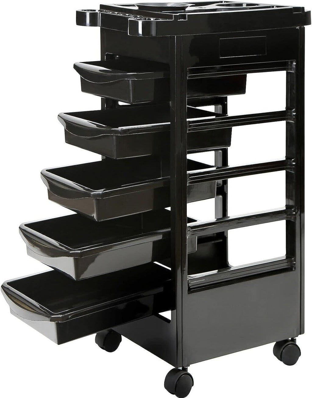 6 Tier Professional Salon Trolley Cart with Wheels & Drawers - Hair Dryer Holder Stylish Salon Station for Multipurpose Hair Tool Organizer