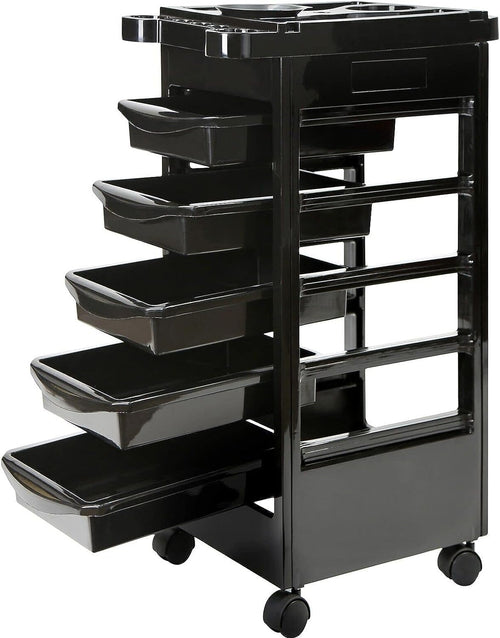 6 Tier Professional Salon Trolley Cart with Wheels & Drawers - Hair Dryer Holder Stylish Salon Station for Multipurpose Hair Tool Organizer
