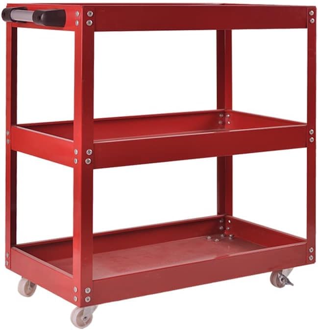 3 Tier Heavy Duty Metal Tool Cart with Wheels, Durable Tool Storage, Load Capacity Rolling Utility cart for Garage Storage, Office Spaces, & Kitchen Use